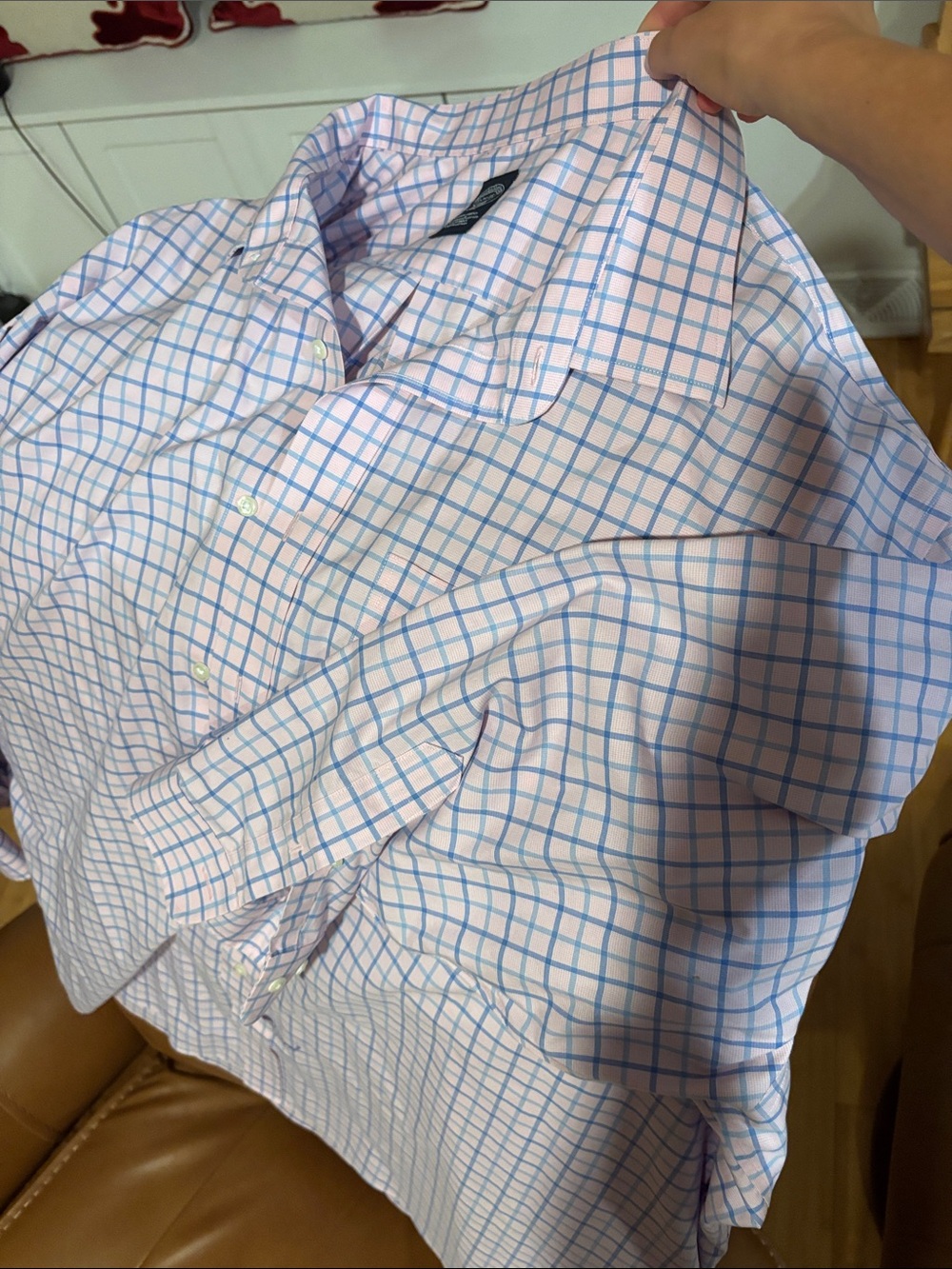 Brooks Brothers Light Pink with Blue Windowpane Dress Shirt - Picture 2 of 4